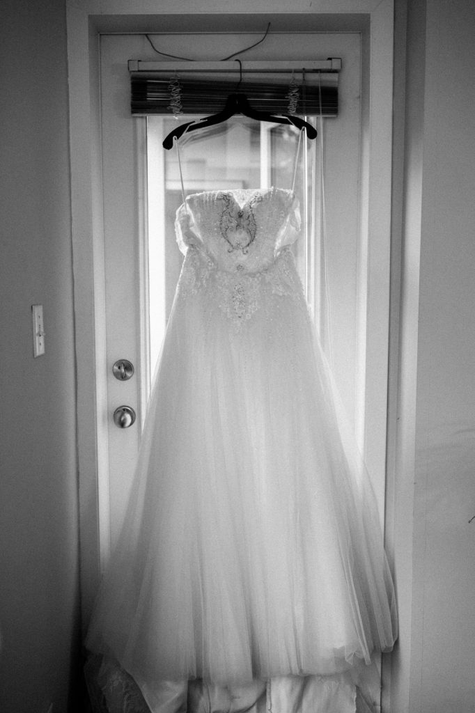 Black and white wedding dress