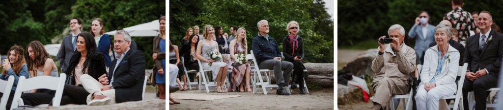 Various candid photos of the guests attending the ceremony in Spanish Banks