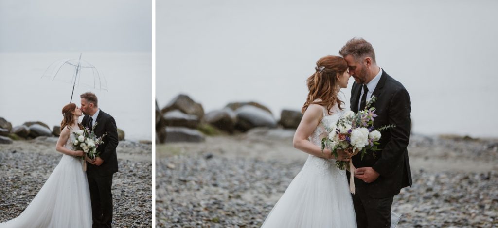 candid photo of the bride and groom during their portrait session in spanish banks