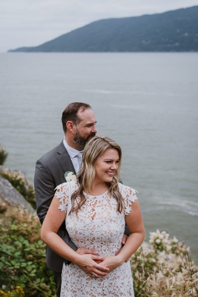 Bride and groom portraits taken in whytecliff park west vancouver