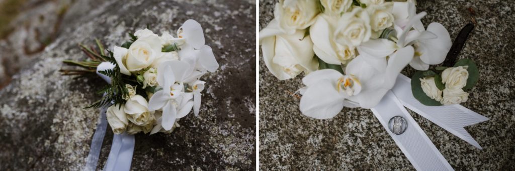 Detail photography of bride's flowers and wedding rings